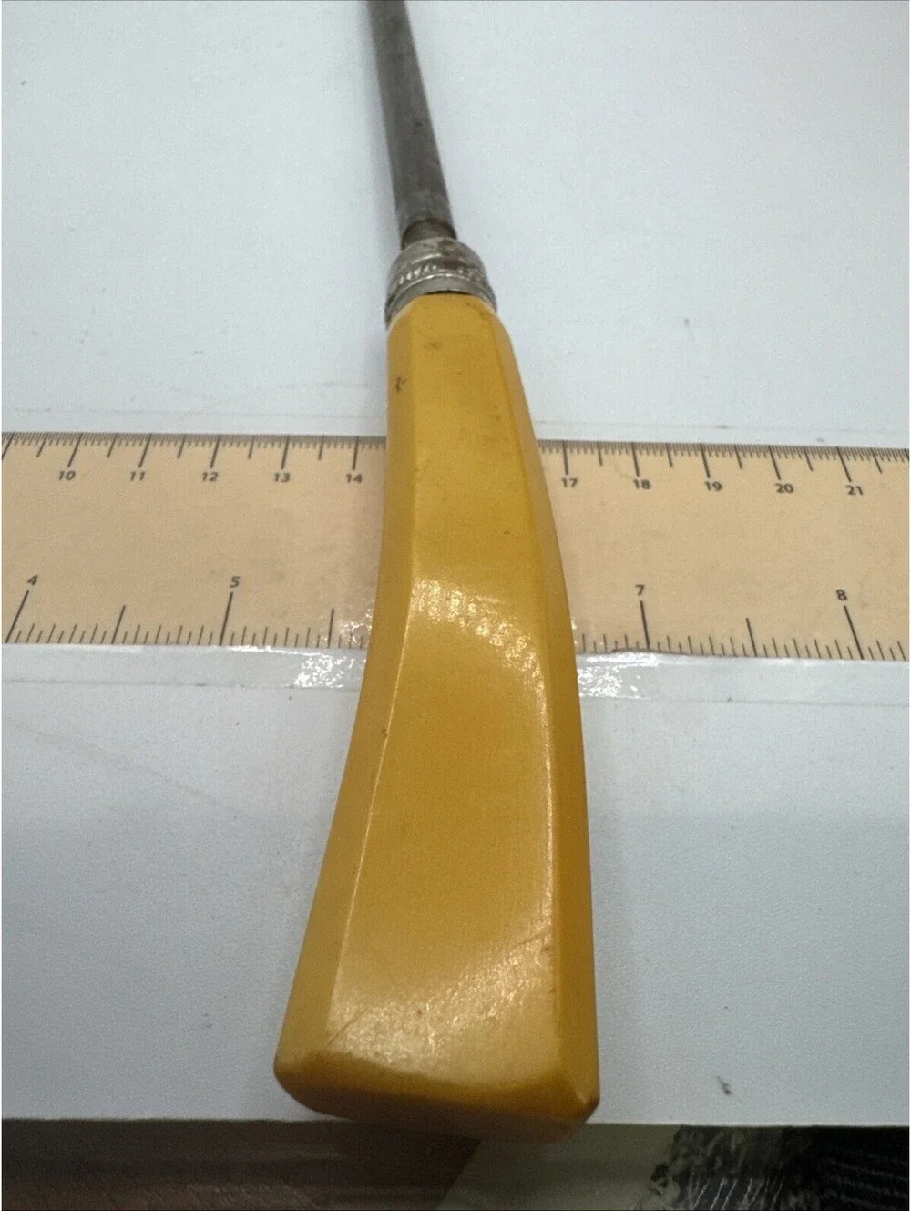 Vintage Butterscotch Bakelite Handle Honing Steel Knife Sharpener MCM 11.25”